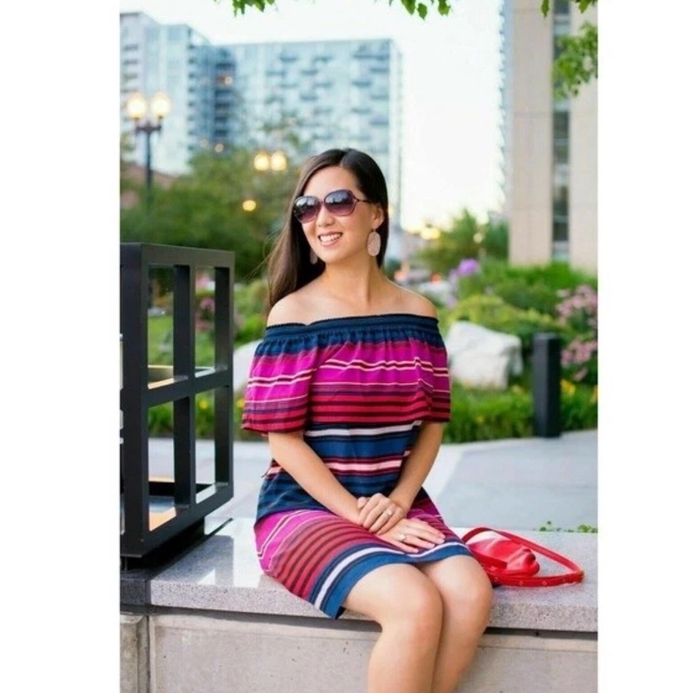 Joie Arla Dress Strapless Striped Off-Shoulder Dress women’s xxs multicolor